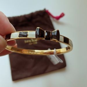 NWT Kate Spade black and white bow gold bangle